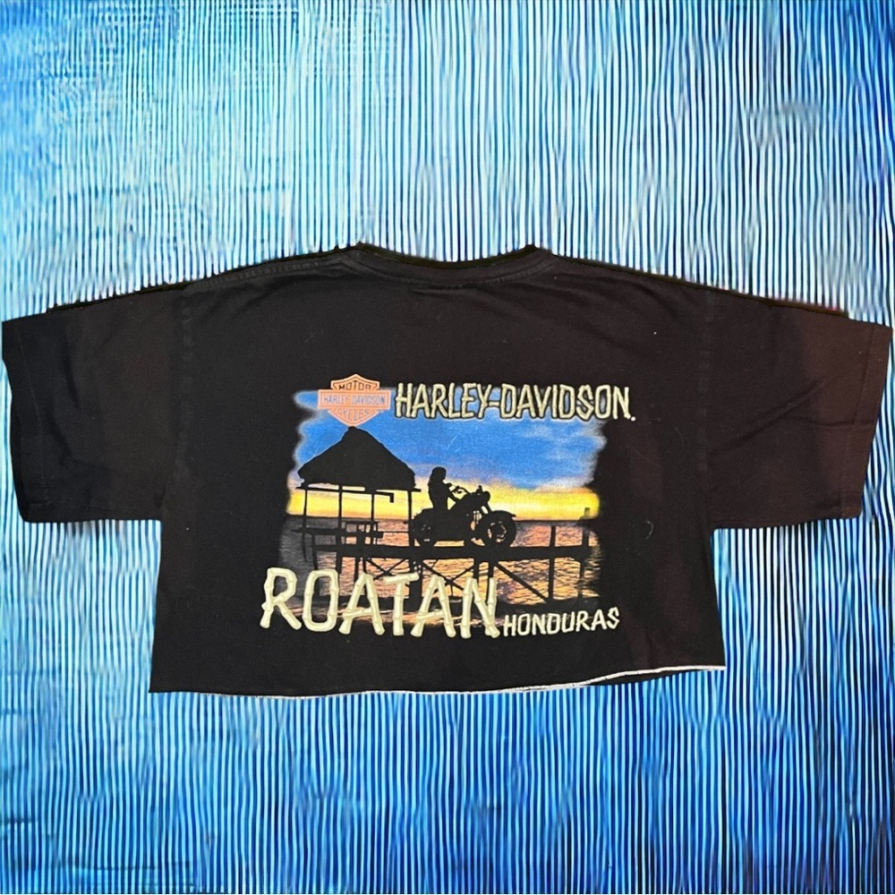 Black Harley Davidson cropped T-shirt. Size XL